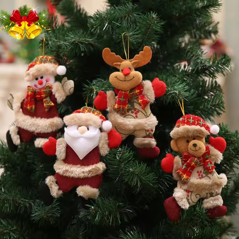 1/4 Pçs Feliz Natal Ornamentos DIY Presente De Papai Noel Boneco De Neve Árvore Pingente Boneca Pendurar Decoração Para
