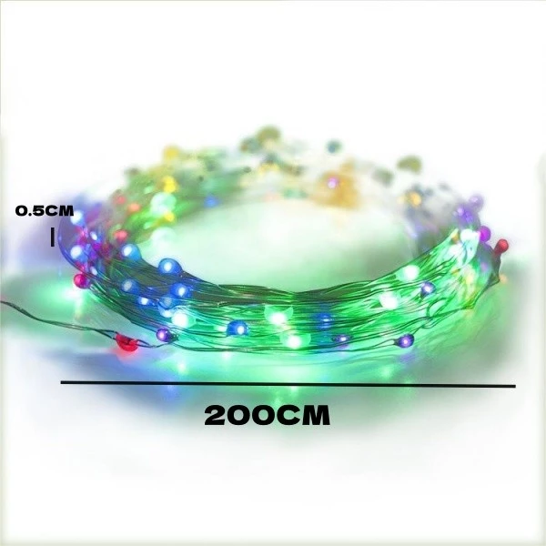 Kit 30 Fios de Fada LED 2 Metros para Decoração de Festa e Ambiente — foto 7