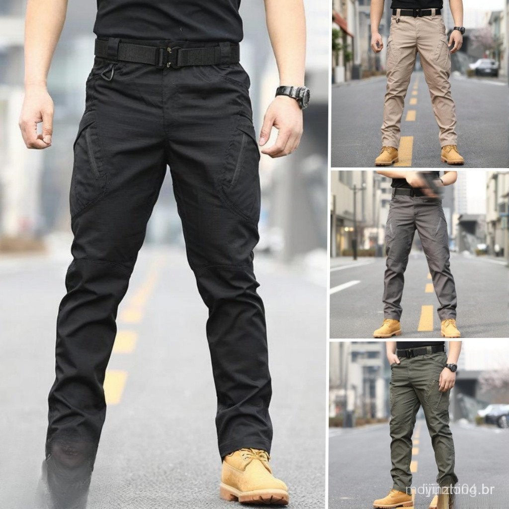 Calças de trabalho masculinas X9 para caminhadas ao ar livre, modelo tático, impermeáveis e corta-vento, com design de v