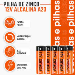 Pilha Bateria 12V A23 MN21 Foxlux Alcalina Kit com 25