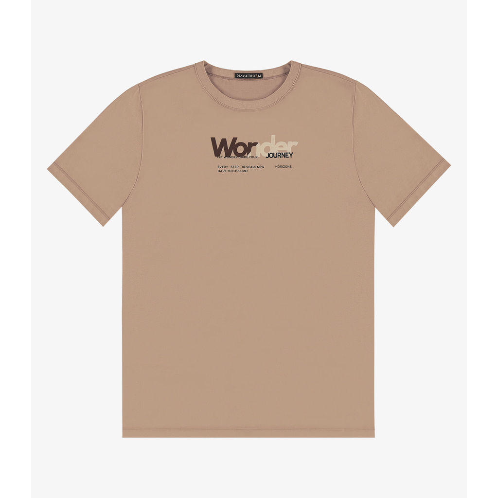 Camiseta Masculina em Meia Malha Diametro Marrom