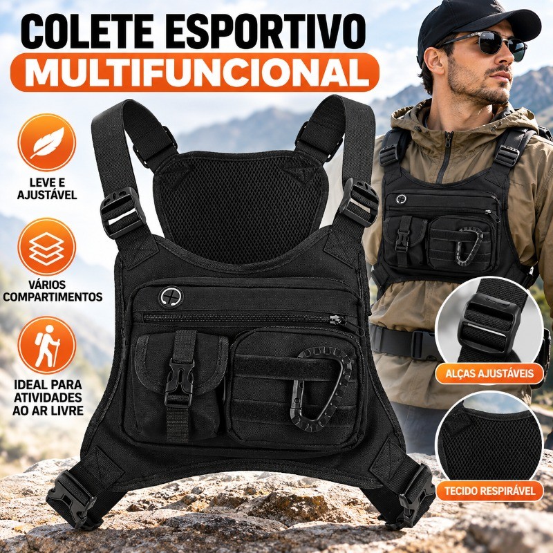 Colete Corrida Impermeável Bolsa De Colete Esportivo Peito Multifuncional Leve Ajustável Para Exterior