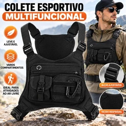 Colete Corrida Impermeável Bolsa De Colete Esportivo Peito Multifuncional Leve Ajustável Para Exterior