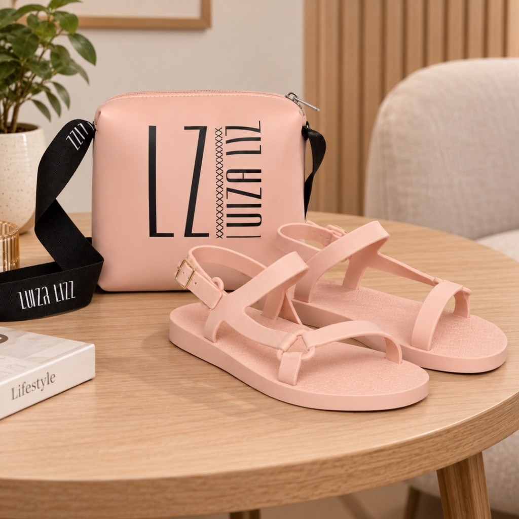 Kit Bolsa Sandália Feminina Tiras Cruzadas Fivela Confortável Antiderrapante Casual Numeração 34 ao 40
