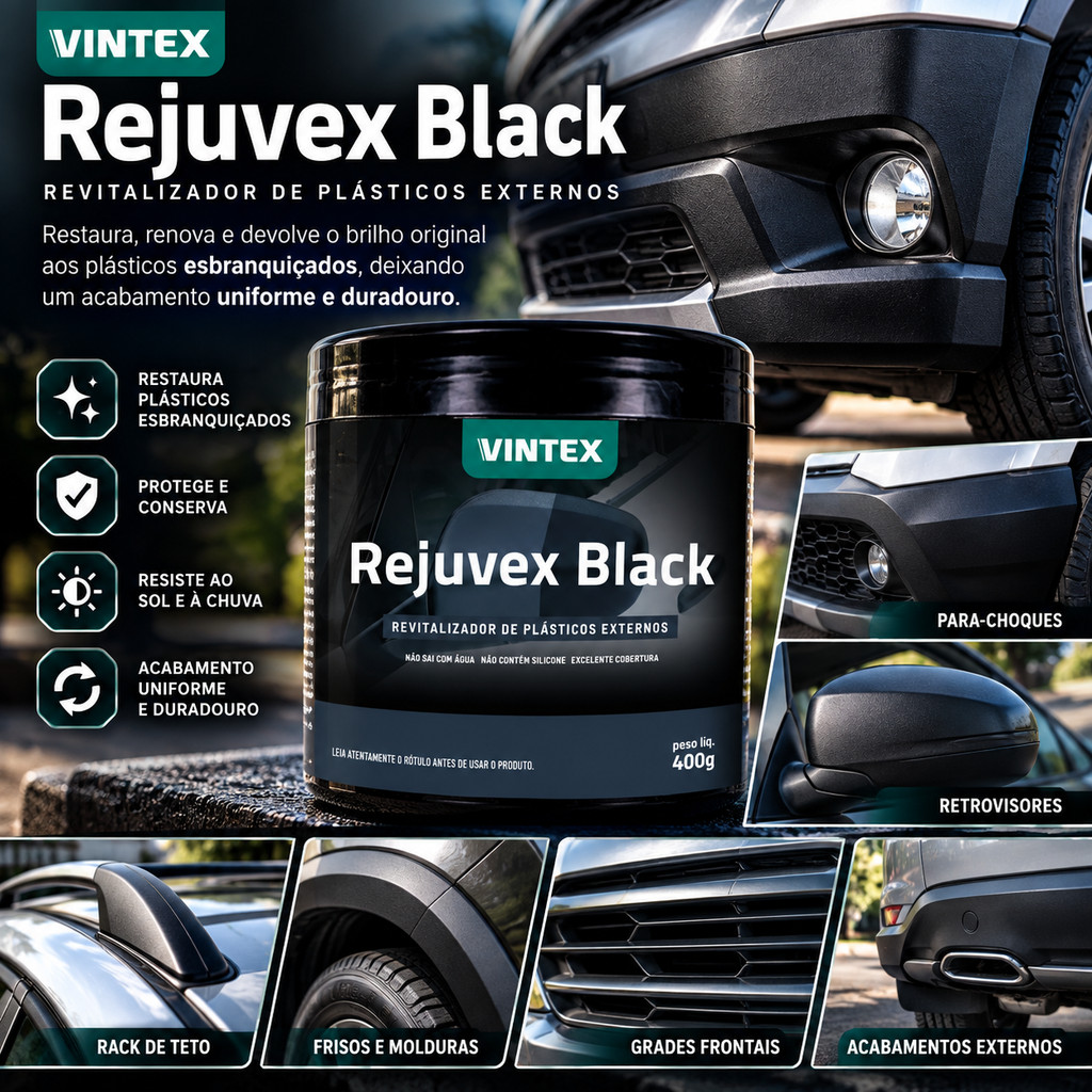 Rejuvex Black Revitalizador Plástico Automotivo Externo 400g — imagem 2 de 2