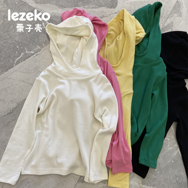 Versão coreana Street Wear primavera novo estilo meninos meninas manga comprida com capuz camiseta médio grande crianças