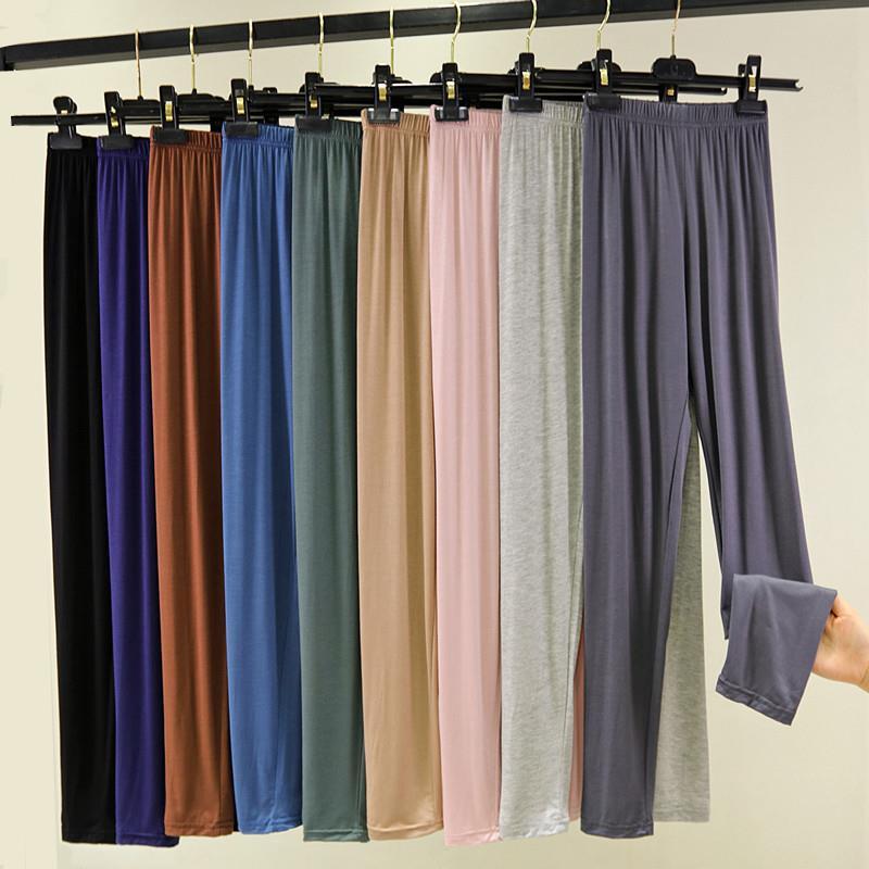 Verão estilo fino Modal Leggings feminino cintura alta cor sólida magro ajuste interior usar calças compridas elástico m