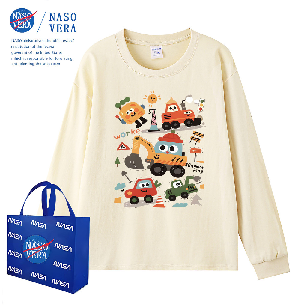Novo estilo de moda escavadeira impressa crianças de manga comprida primavera outono venda quente na moda camiseta dos d