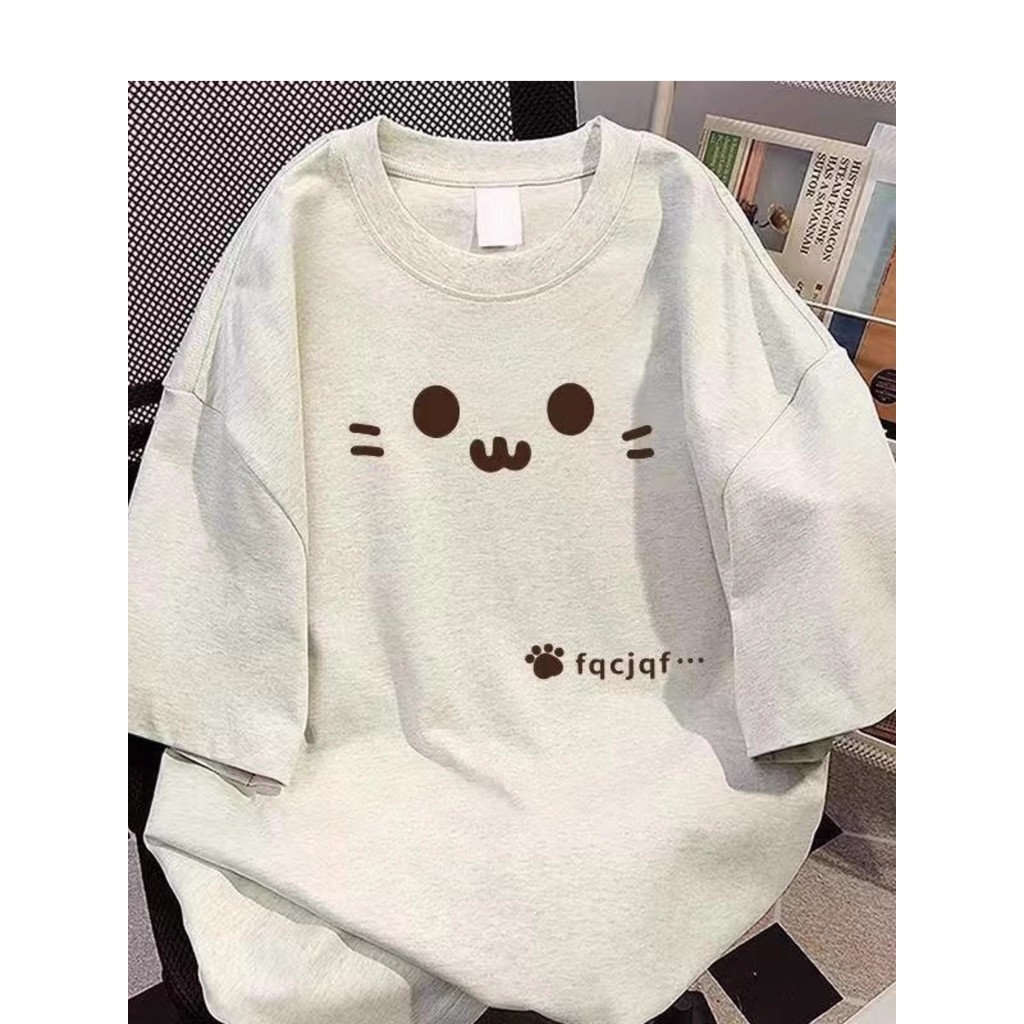 Meninas estilo coreano estilo preguiçoso branco cinza puro algodão de manga curta camiseta verão médio grande crianças m