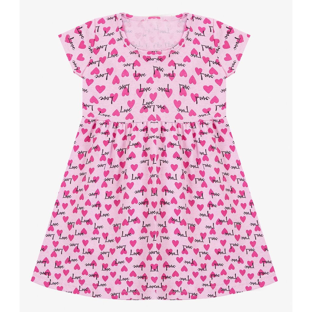 Vestido Infantil Manga Curta Estampado Biju Kids Rosa — imagem 2 de 2