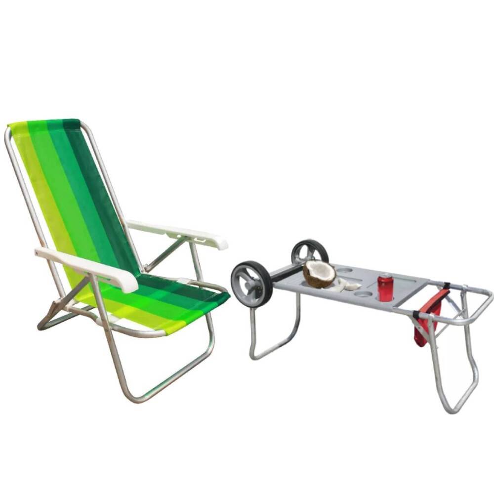 Kit Cadeira de praia dobrável CAD0641 + Carrinho Mesa CAR0649 - Botafogo
