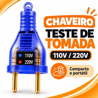 Chaveiro Teste Elétrico de Tomada Azul LED 110V 220V - Opções de 1 2 3 e 5 Testes