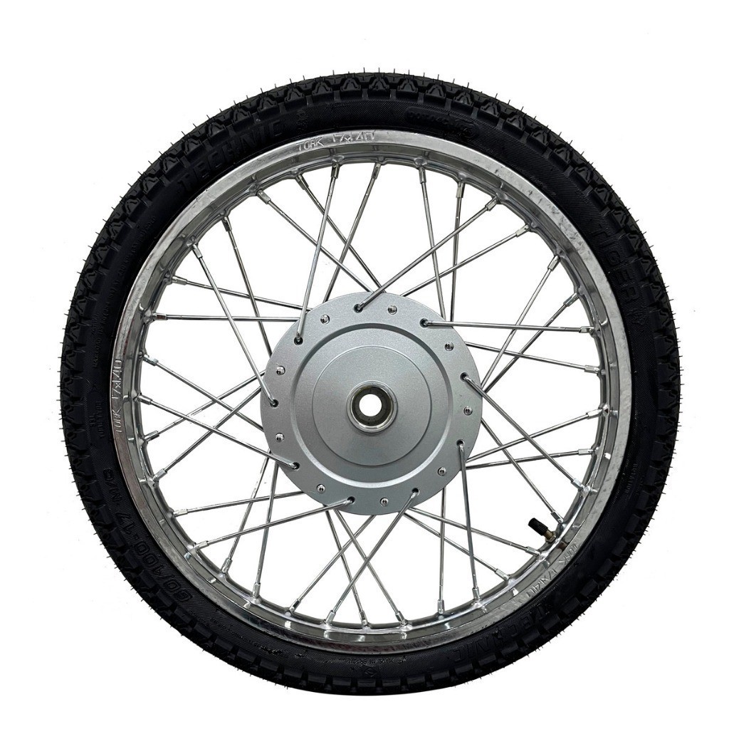 Roda Par Dianteira Traseira 4mm Honda Biz 100 110 125 + Pneu Montado Com Rolamentos — imagem 2 de 2