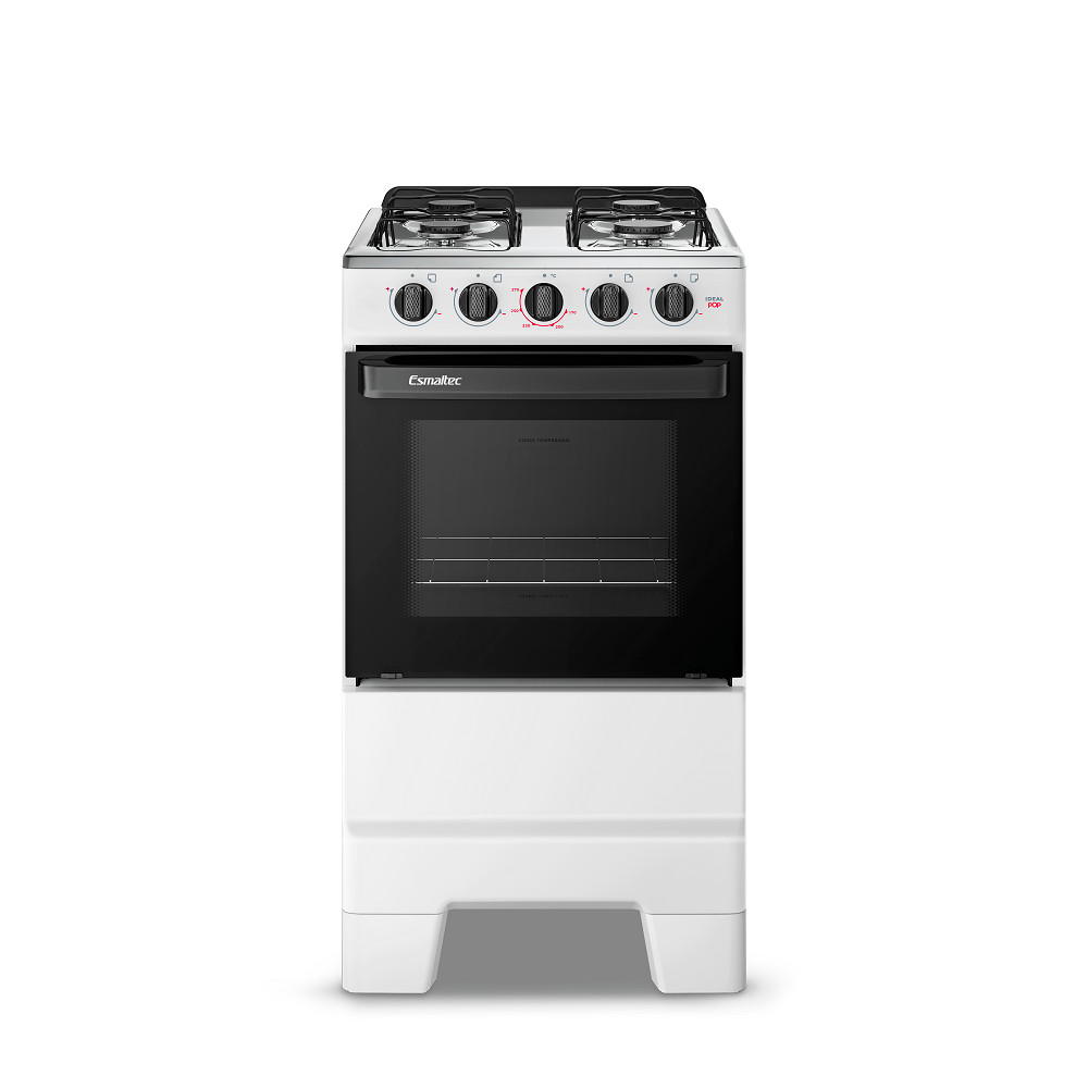 Fogão de Piso Esmaltec 4 Bocas com Acendimento Manual Branco Ideal Pop — oferta na Shopee