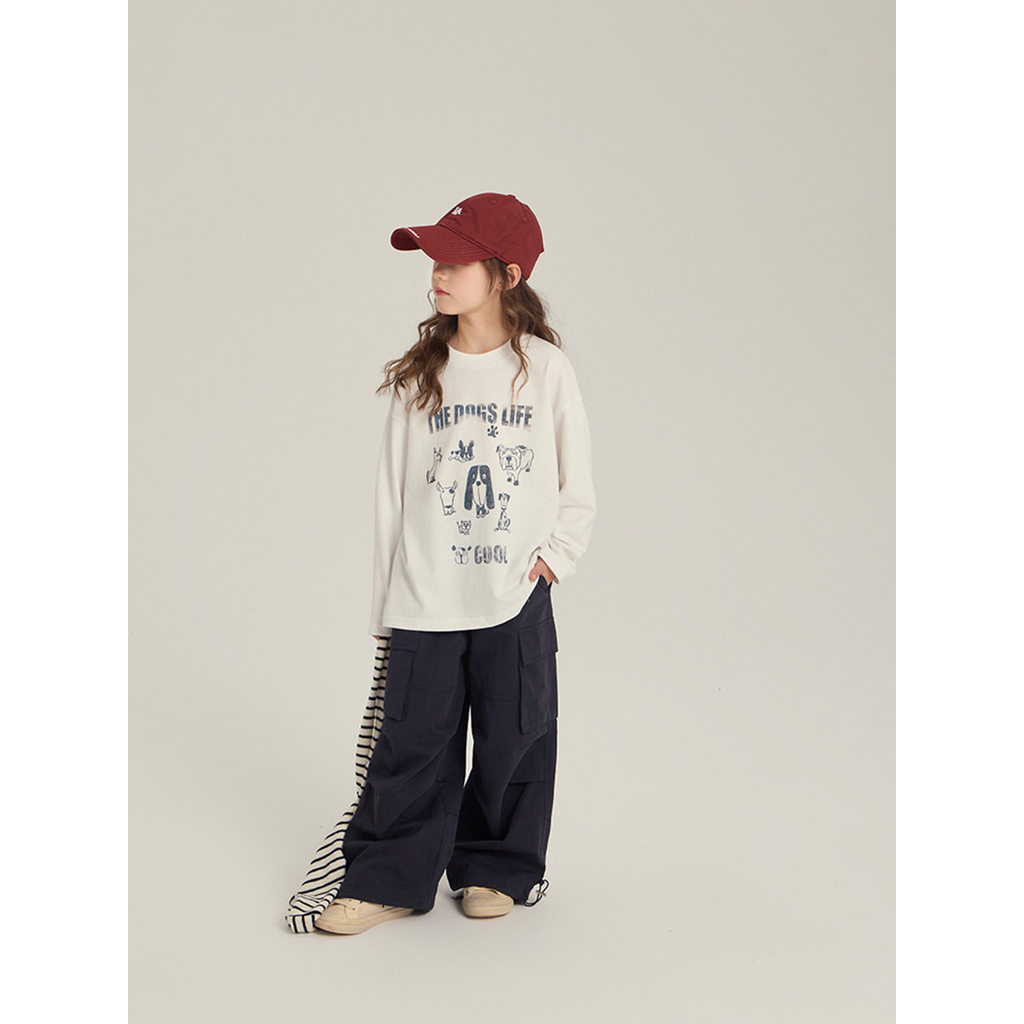 Crianças bonito dos desenhos animados impresso camisa de fundo meninas primavera outono roupas versão coreana Casual All