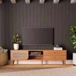 Rack Retrô para TV até 85 Polegadas 100% MDF 220cm 2 Gavetas Marrom Freijó/Madeirado