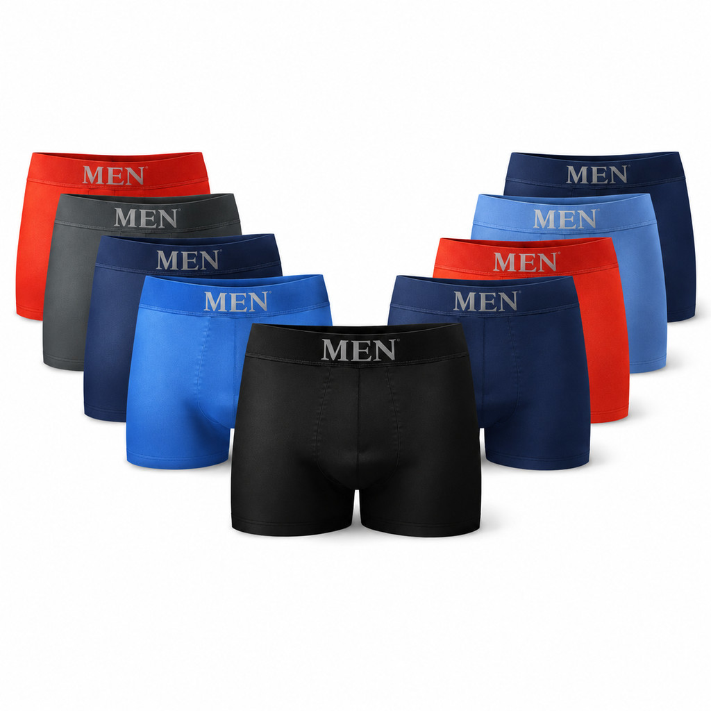 Kit 10 Cuecas Boxer Adulto Confortavel Sem Costura Nao Marca na Roupa Tecido Leve e Respiravel