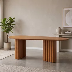 Mesa de Jantar 8 Lugares com Tampo Orgânico 75x200x100cm MDF Ísis Freijó 200