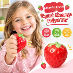 Squish Morango Fidget Toy Anti Stress Descompressão Satisfatório Divertido Stress Ball