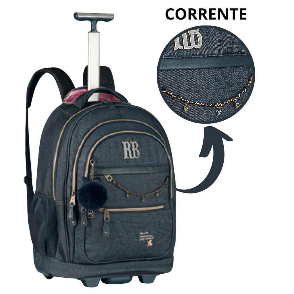 Mochila de Rodinhas Rebecca Bonbon Jeans - Clio Style Modelo:RB27023 — imagem 2 de 2