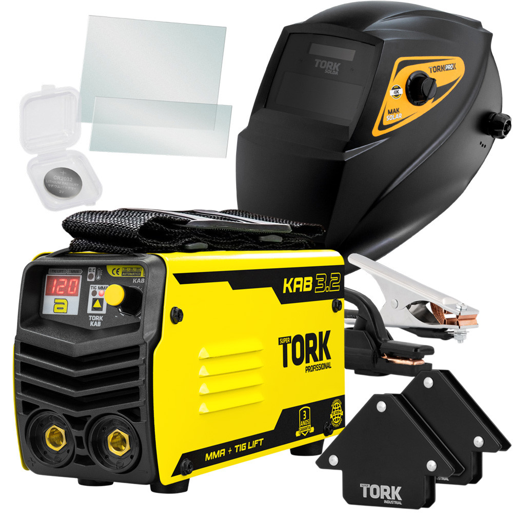Combo Maquina de Solda 120 Amperes Display Digital Processo Tig e MMA Super Tork com Mascara