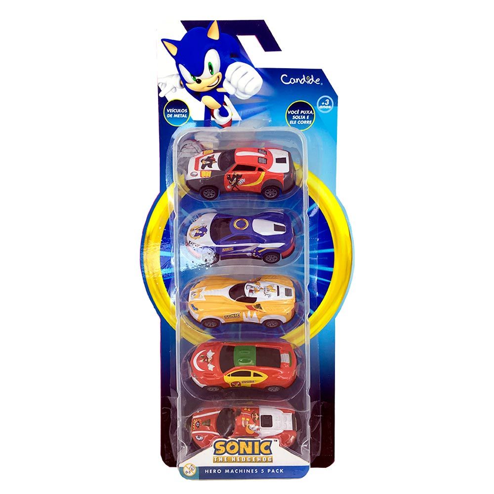 Kit 5 Mini Carros Sonic Candide