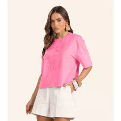 T- Shirt Feminina Meia Malha Endless Rosa