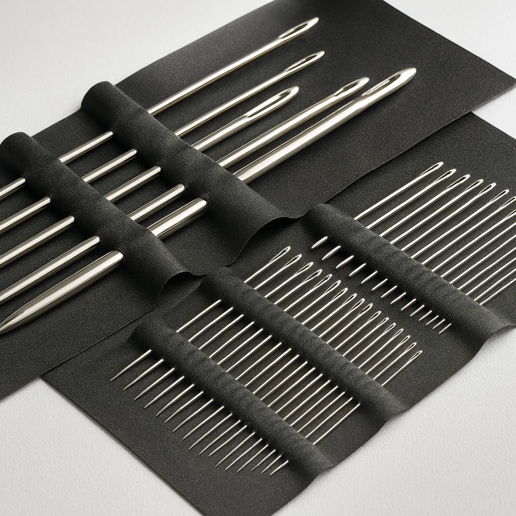 Kit Com 60 Agulhas Para Costura Em Aço Passador de Mão Agulheiro de Metal