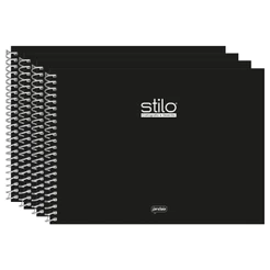 Caderno Cartografia e Desenho Espiral Jandaia Stilo Preto 80 Folhas – Pacote com 4 Unidades