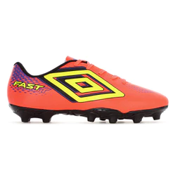 Chuteira Umbro Campo Fast II Coral Roxo e Amarelo - Masculino