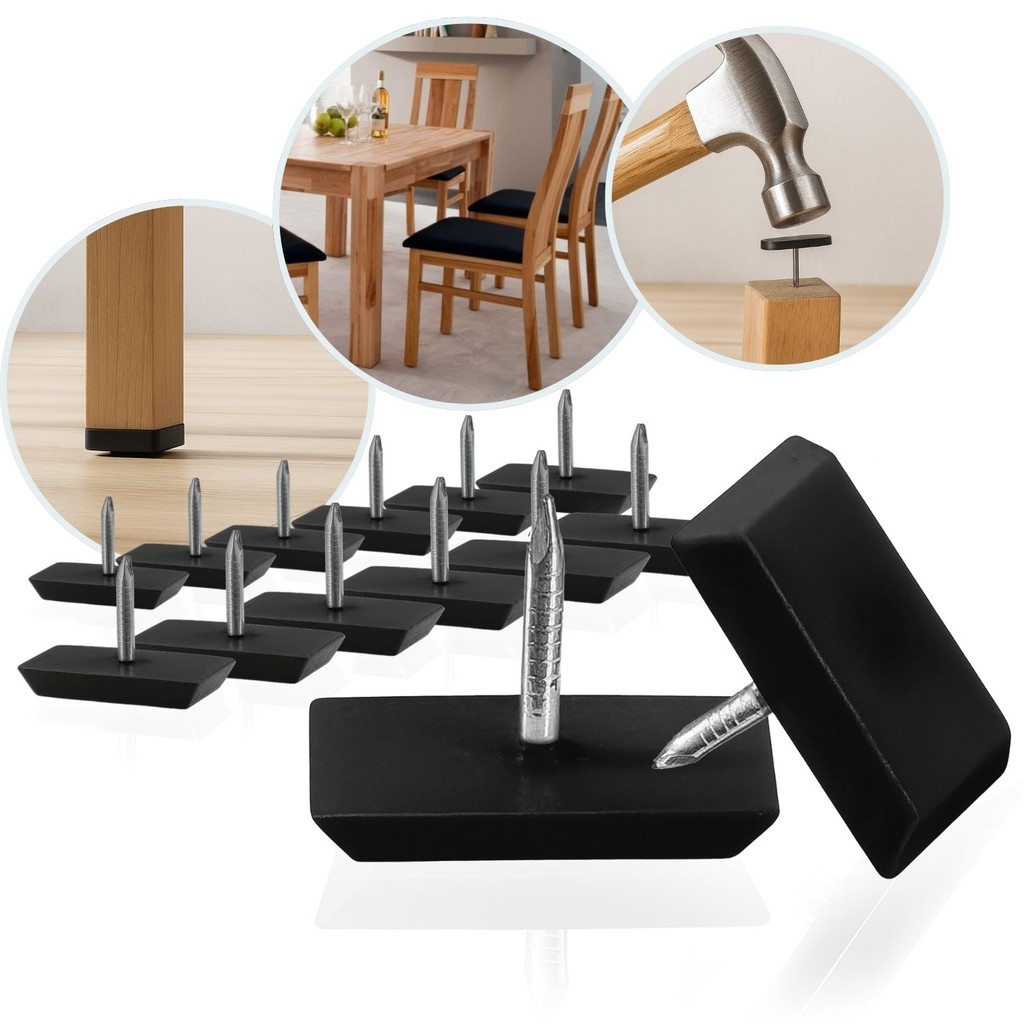Kit 30 Sapata Prego Deslizante Preta 17x12mm Pé de Móveis Retangular Botão Pezinho Cadeira Restaurante Sofá Poltrona em Oferta na Shopee