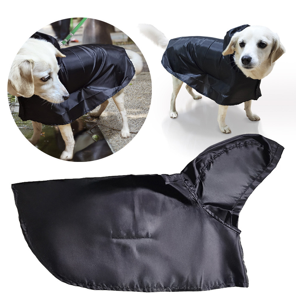 Capa de Chuva Pet Impermeável Preto Proteção Feita para Cães e Gatos de Pequeno Porte Passeio na Chuva Mascotini
