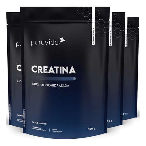 Creatina Monohidratada Pura Kit 4 300g Puravida