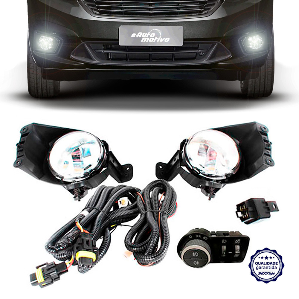Farol de Milha Chevrolet Spin 2017 a 2022 Shocklight Auxiliar Neblina Botão Original Kit