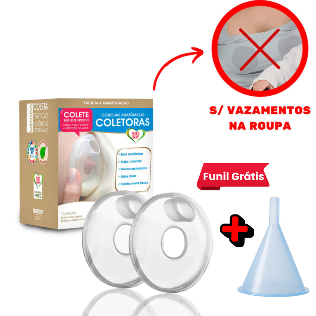 Kit 2x Concha Coletora Pós Parto Anti Vazamento + Funil Extra PRONTO PARA ENVIO em Oferta na Shopee