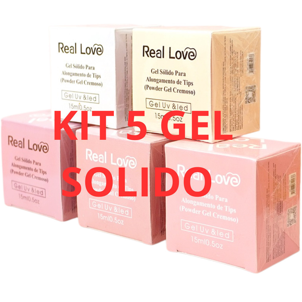 Kit 5 Gel Solido Para Molde F1 Cores Variadas 15ml - Real Love