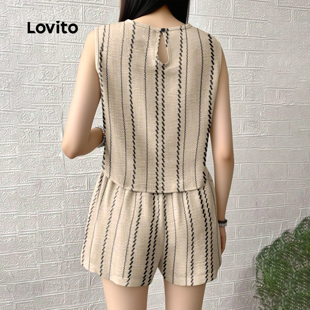 Detalhes do Lovito Tops ou Calças Elegantes com Faixa Lateral Simples para Primavera/verão para Mulheres L155ED787