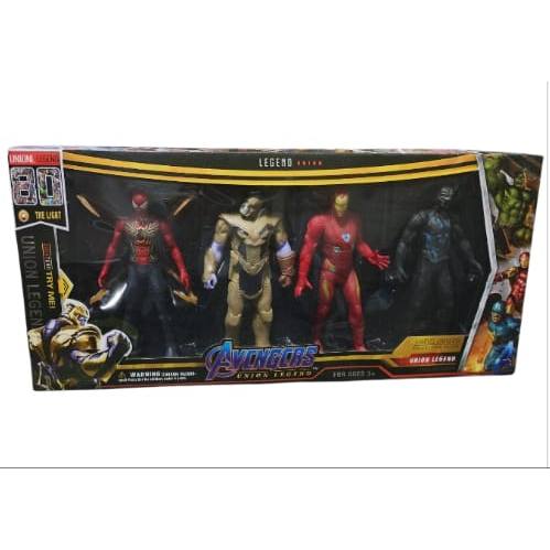 Kit 5 Bonecos Vingadores Thanos Pantera Negra Homem Aranha Homem de Ferro