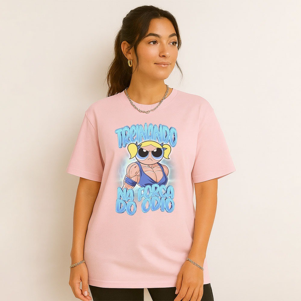 Camiseta Lindinha Maromba Super Poderosas Oversized Look de Treino Meme Fofo Camisa De academia