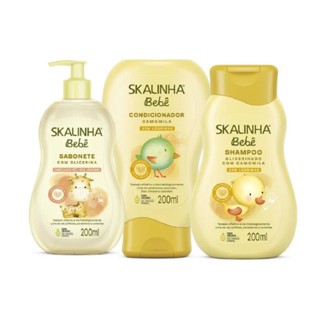 Kit Skalinha Bebê Sh + Cond Camomila + Sab Liq 200ml Glicerina em Oferta na Shopee