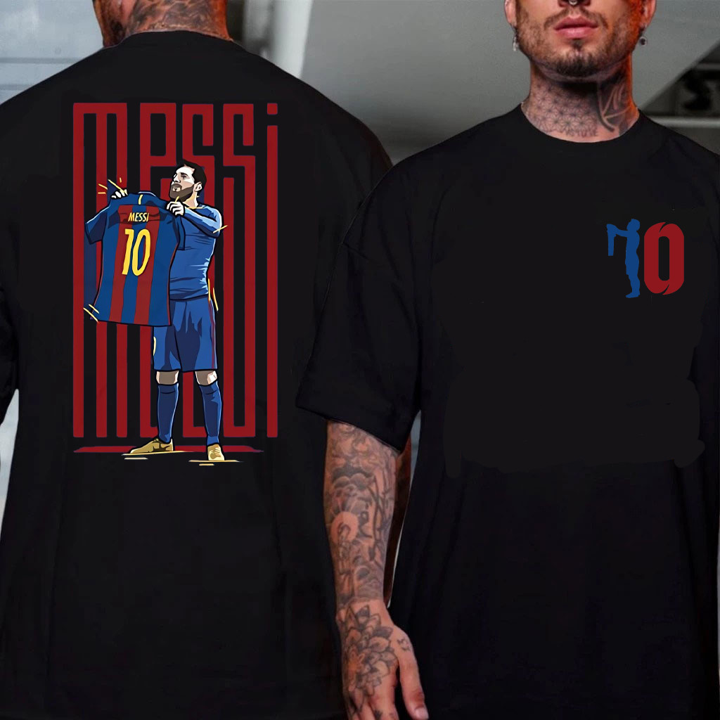 Camiseta Fã De Futebol Messi Comemoração Lendaria El Classico Barca Camiseta Basica e Oversized Unissex