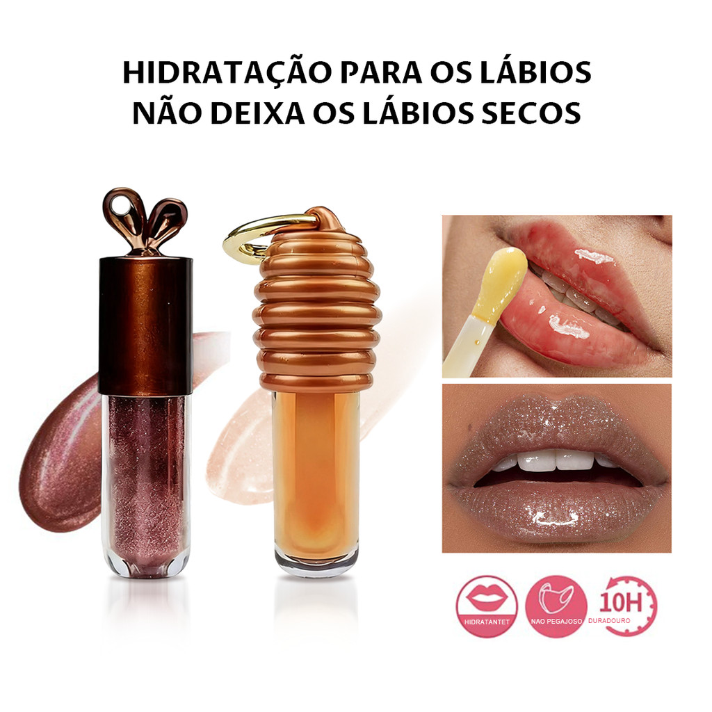 Brilho labial criações blueepulse LipHoney 5G Hidratante Proteção Chaveiro