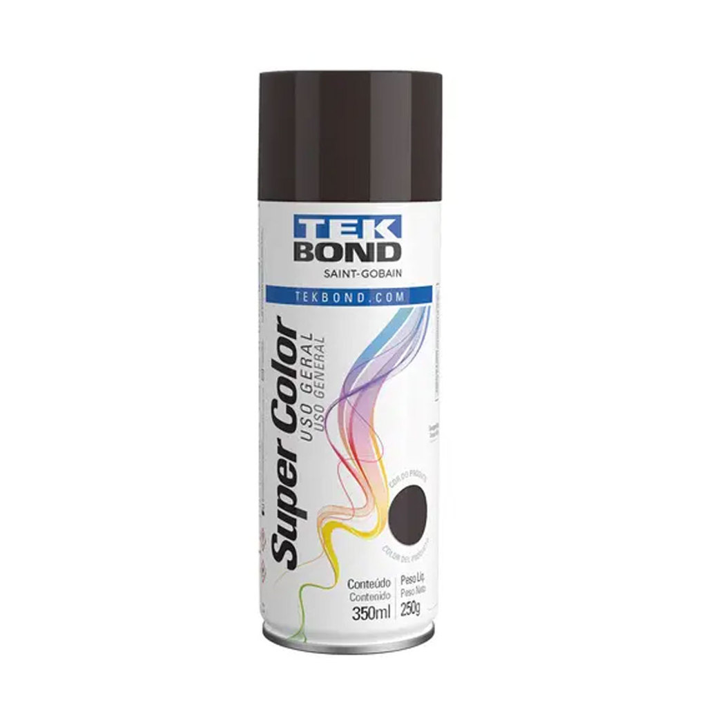 Tinta spray aerossol Super Color Marrom brilhante 350ml Tekbond em Oferta na Shopee