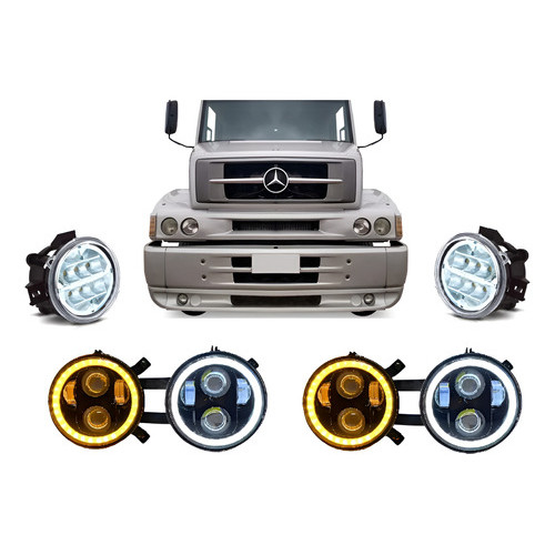 Kit Aro + Farol Principal Olho De Anjo + Auxiliar 1620 Led Branco