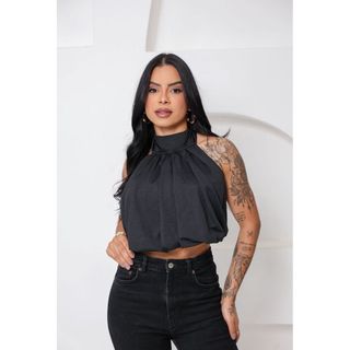 cropped preto, cropped gola alta, cropped elegante, cropped soltinho, cropped feminino., moda feminina, cropped moderno,
