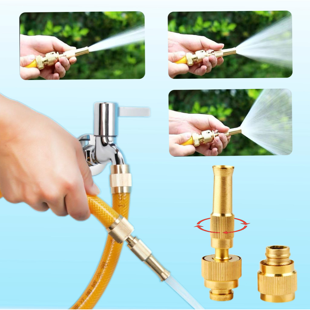 Kit Bico de Mangueira de Alta Pressão em Latão Ajustável - Para Jardim, Carro e Limpeza Geral