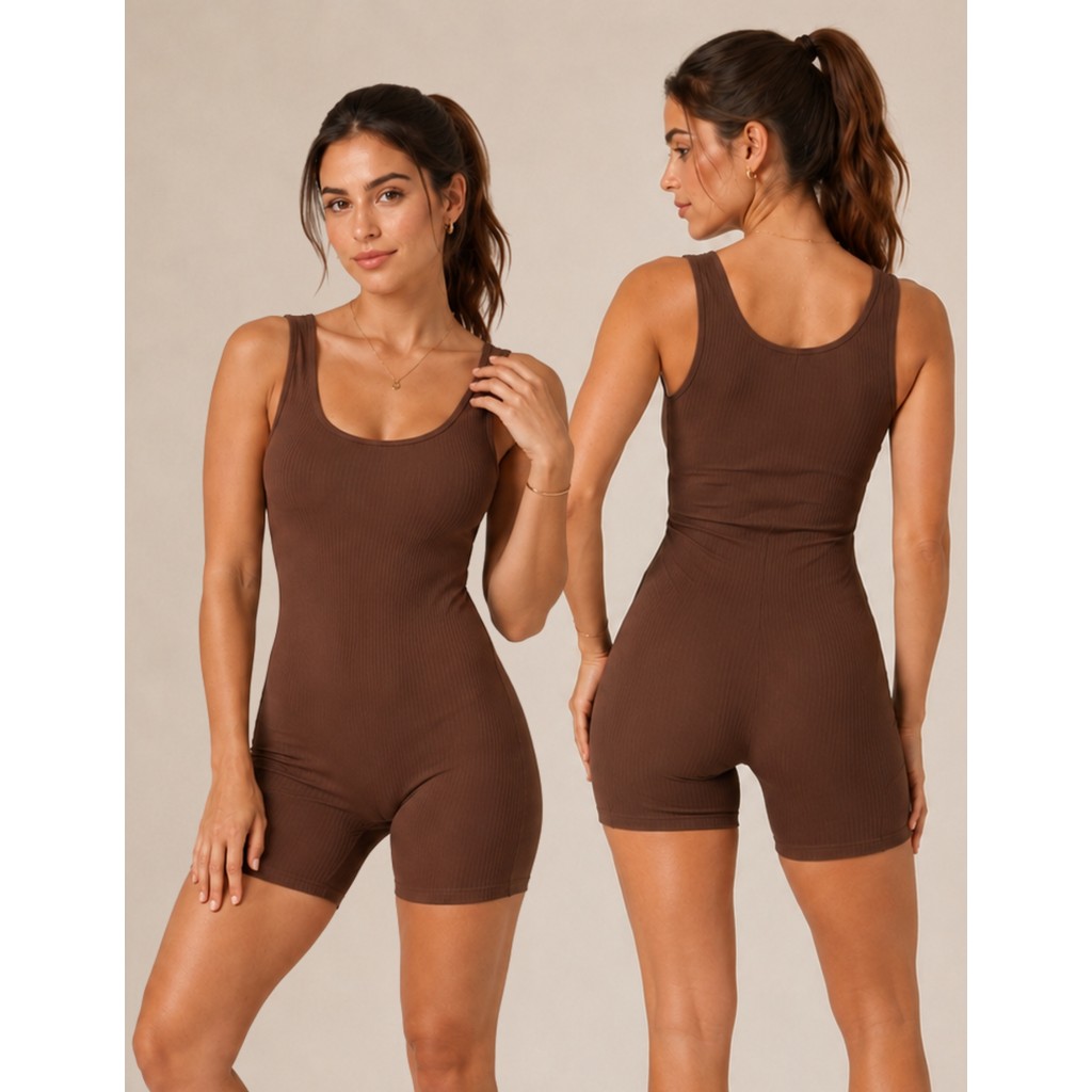 Kit 2 Macaquinho Fitness Curto Canelado Premium Feminino Academia Alças Zero Transparência Elástico