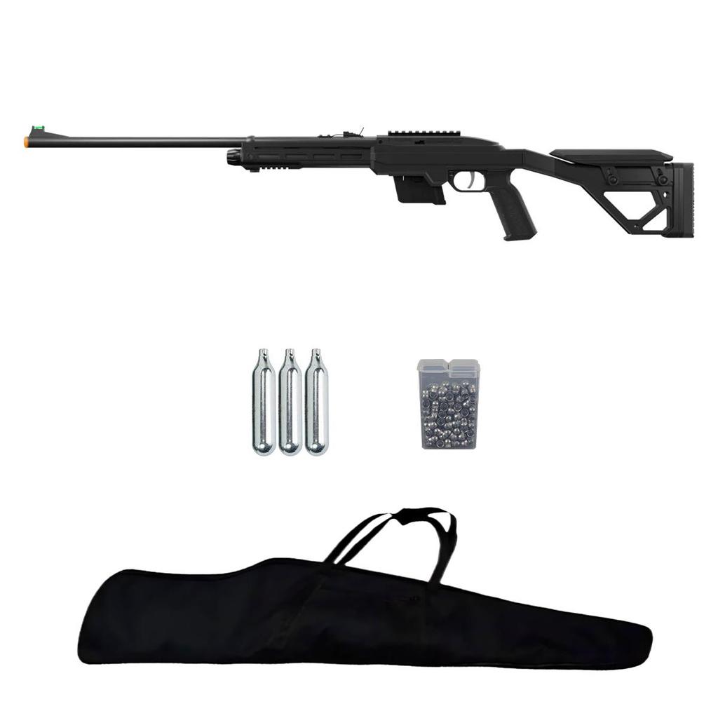 Carabina de Pressão CO2 1077 Tactical 4.5mm .177 - Crosman + Capa + 3 Cilindros + Chumbo