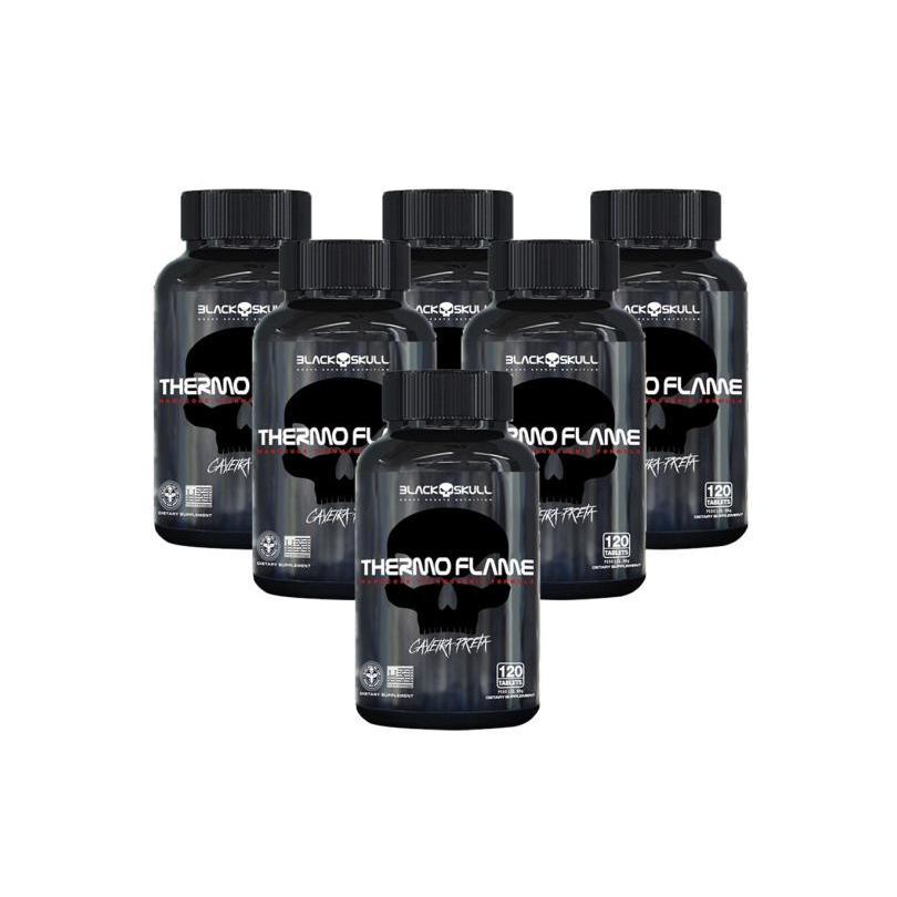 6x Thermo Flame Termogênico - 60 Tab Cada - Black Skull Sabor Black Skull
