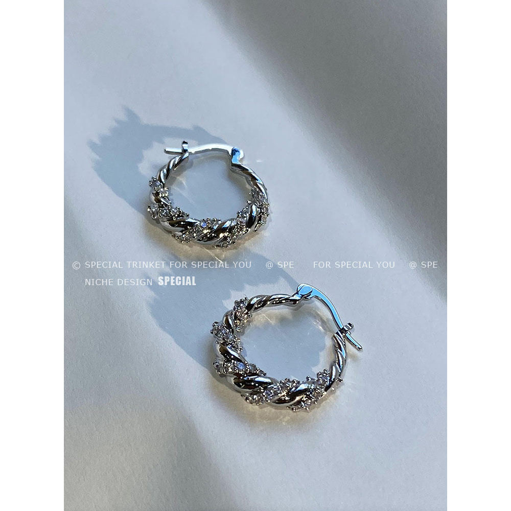 Brinco brincos feminino Peddle High-End enrolamento piscando brincos de diamante luz luxo nicho único brincos femininos